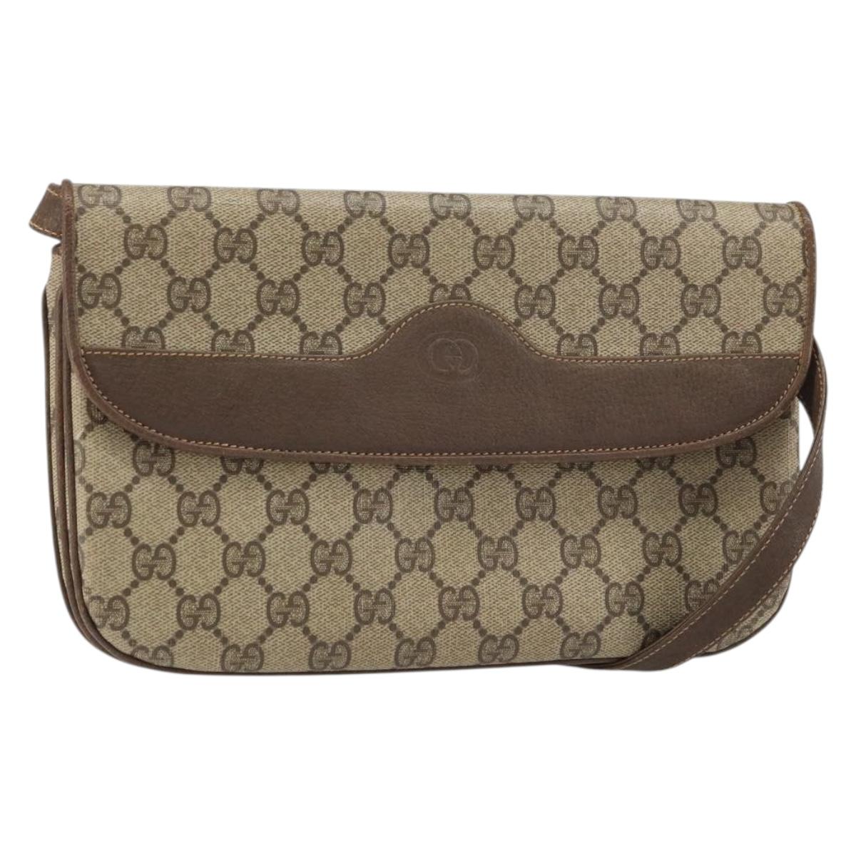 GUCCI GG Supreme Shoulder Bag PVC Beige Gold 004 256 0024 Auth gh1397