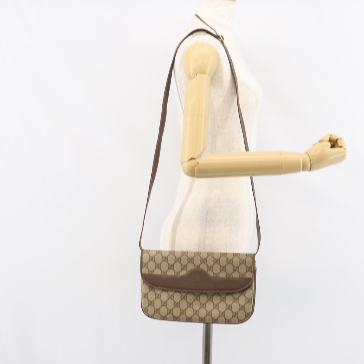 GUCCI GG Supreme Shoulder Bag PVC Beige Gold 004 256 0024 Auth gh1397