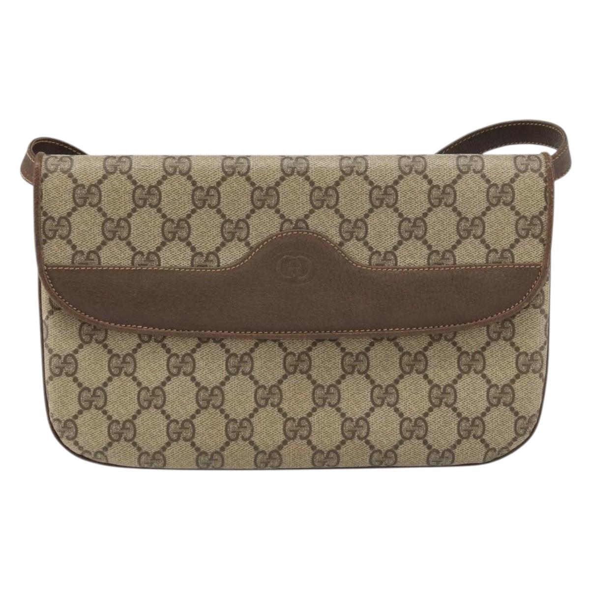 GUCCI GG Supreme Shoulder Bag PVC Beige Gold 004 256 0024 Auth gh1397