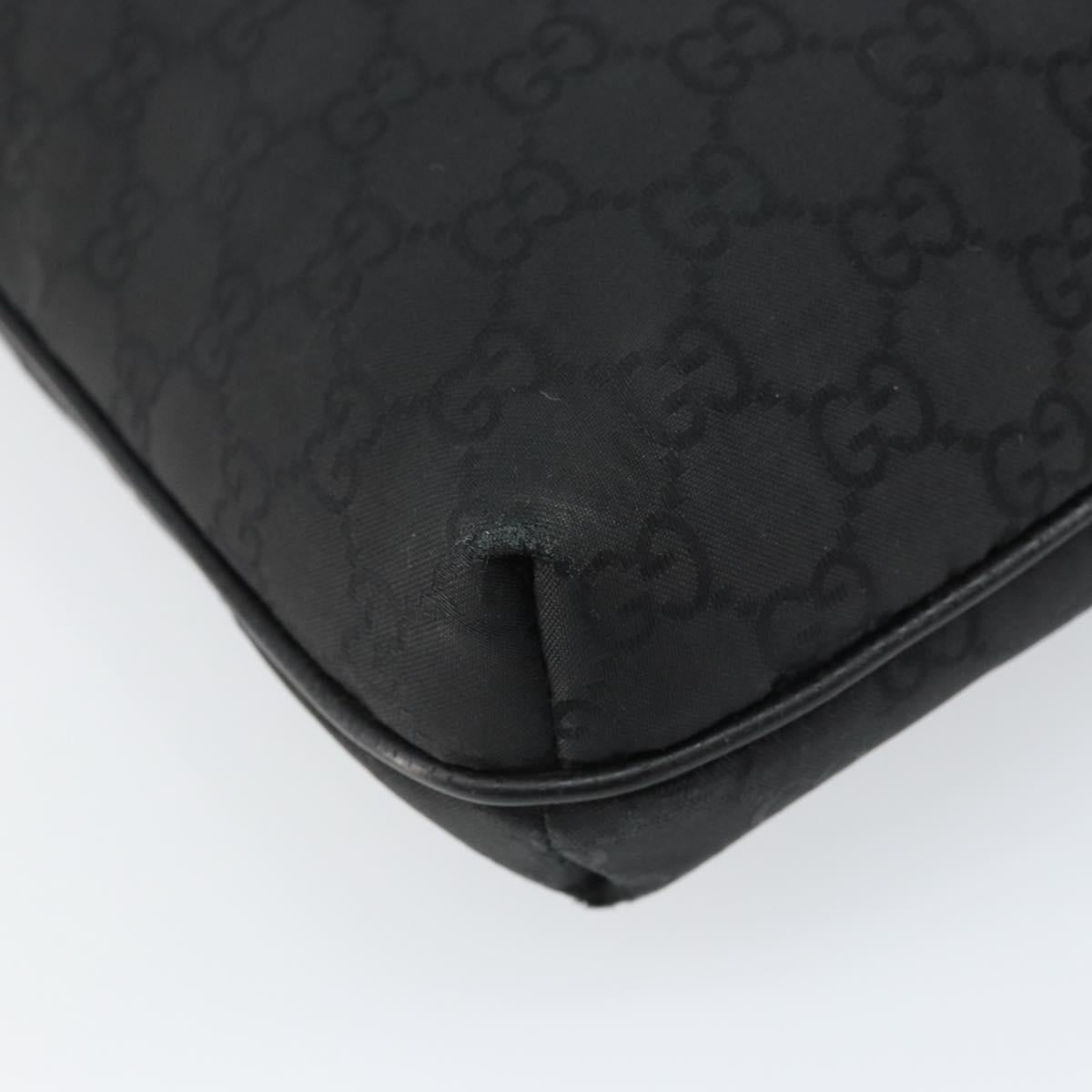 GUCCI GG Canvas Shoulder Bag Black Silver 293572 Auth gh1400