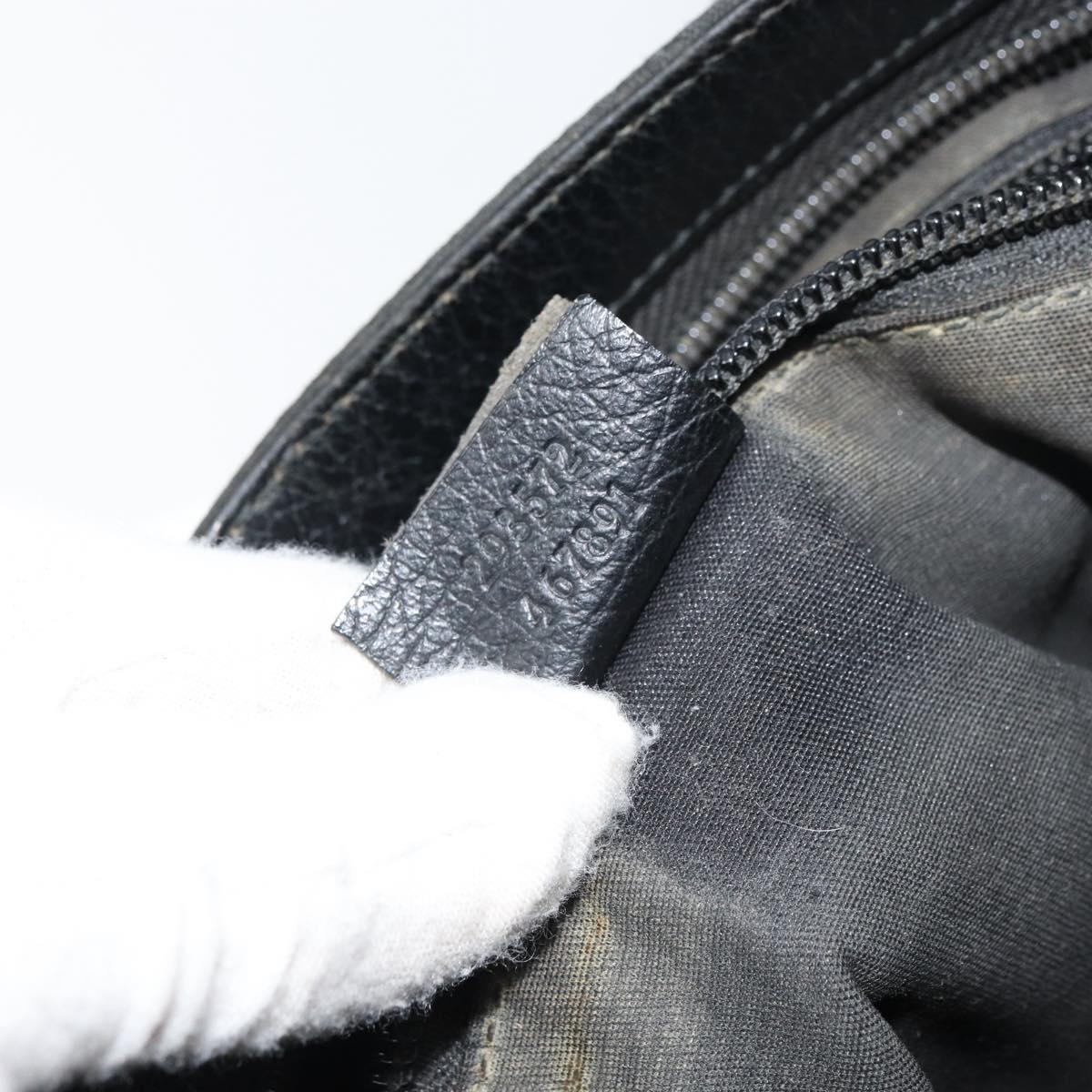 GUCCI GG Canvas Shoulder Bag Black Silver 293572 Auth gh1400