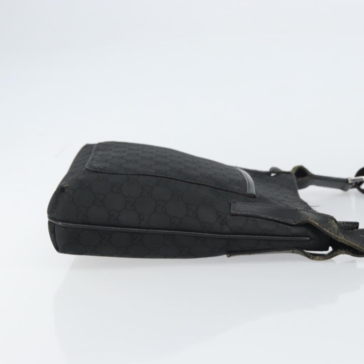 GUCCI GG Canvas Shoulder Bag Black Silver 293572 Auth gh1400