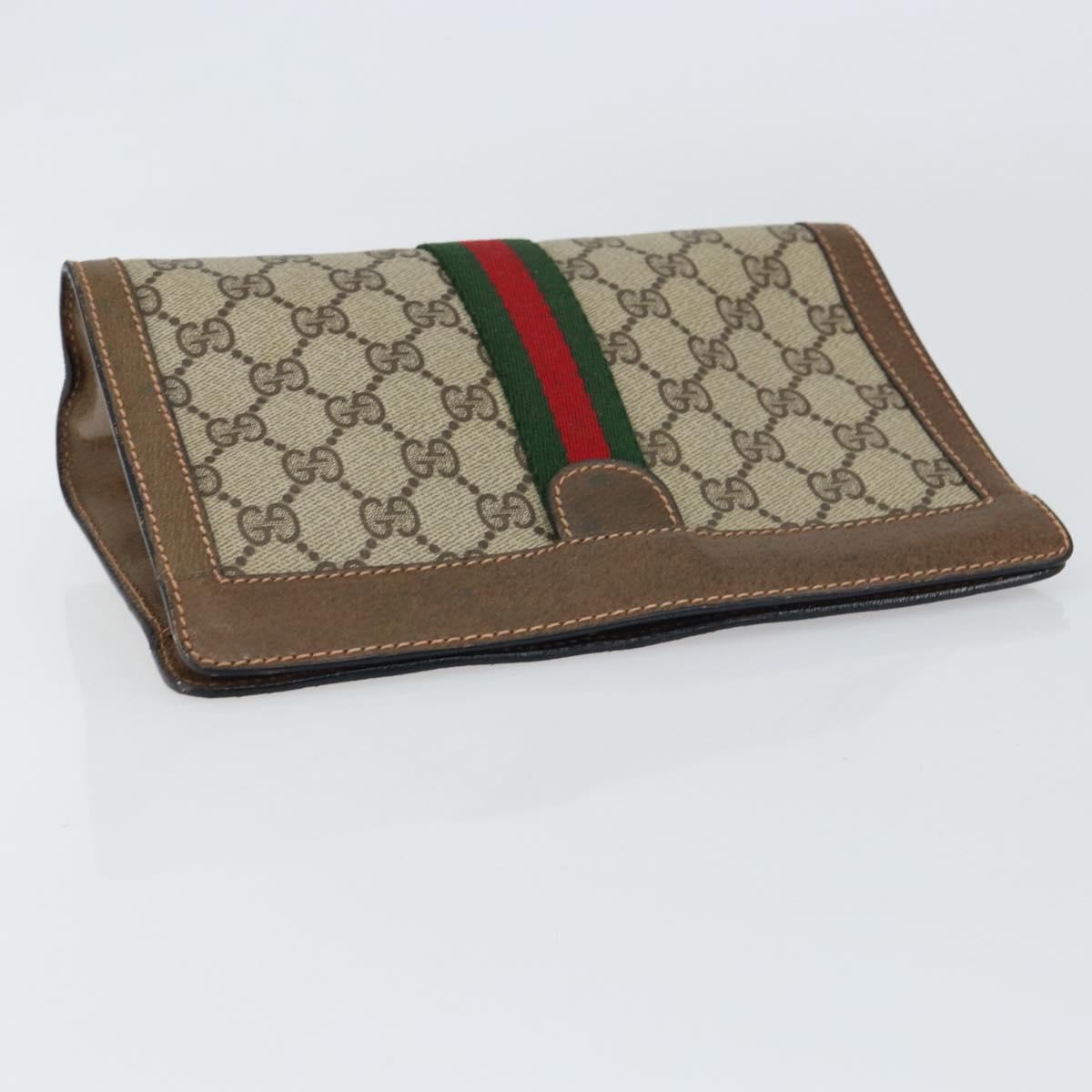 GUCCI GG Supreme Web Sherry Line Clutch Bag PVC Beige Red 89 01 001 Auth gh1405