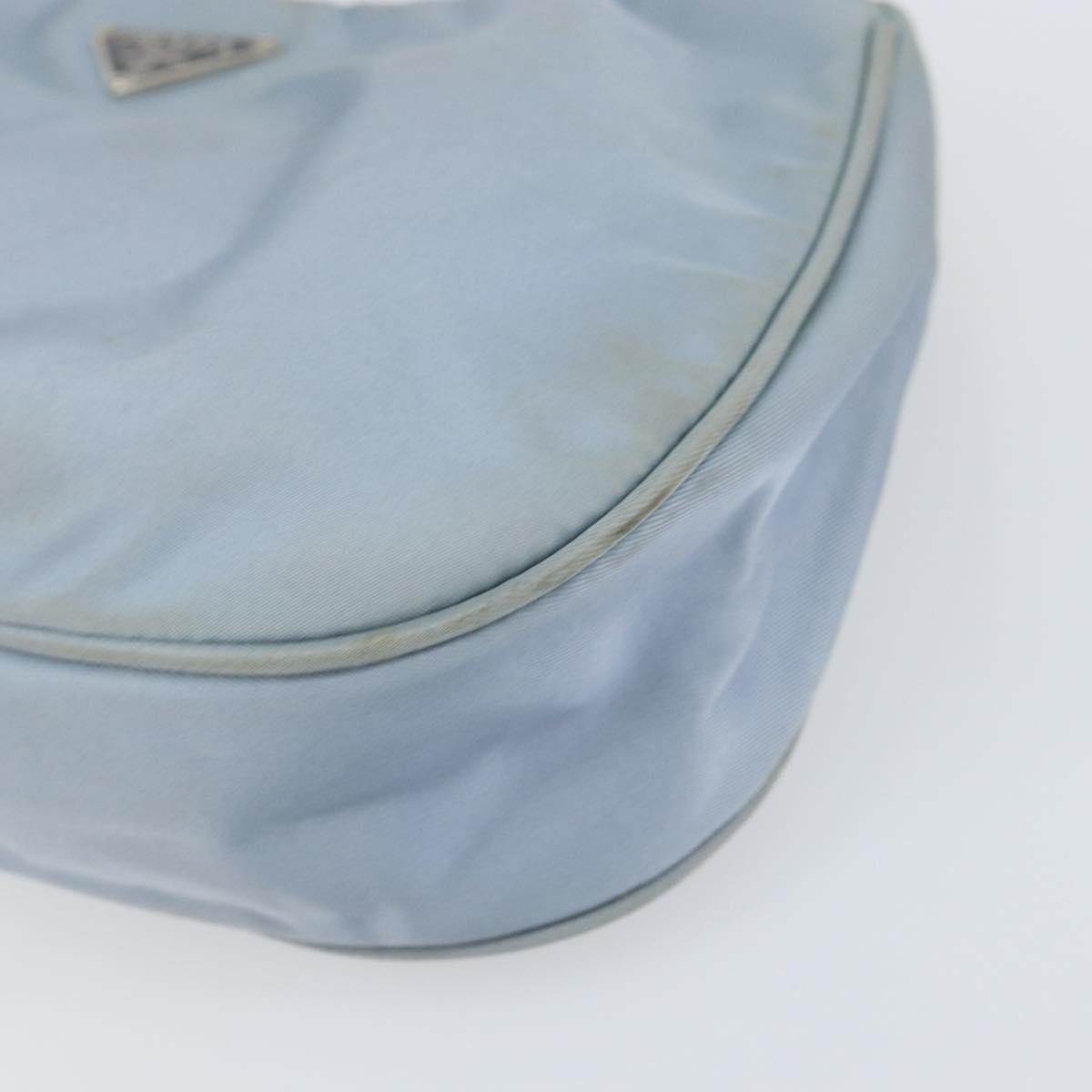PRADA mini Shoulder Bag Nylon Light Blue Silver Auth gh1407