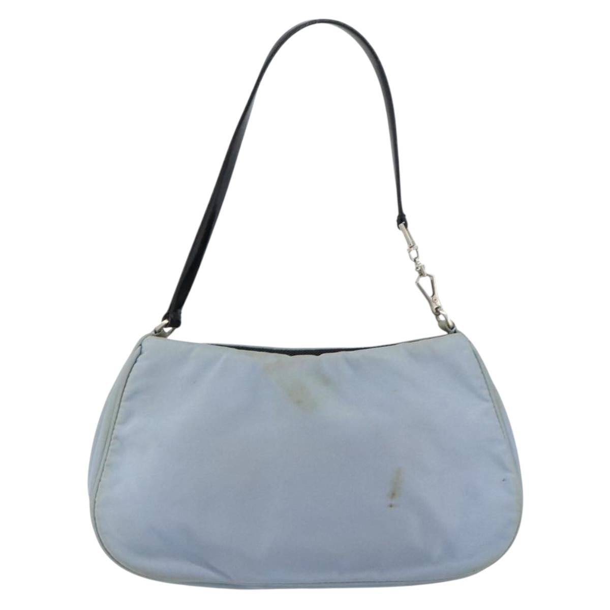 PRADA mini Shoulder Bag Nylon Light Blue Silver Auth gh1407