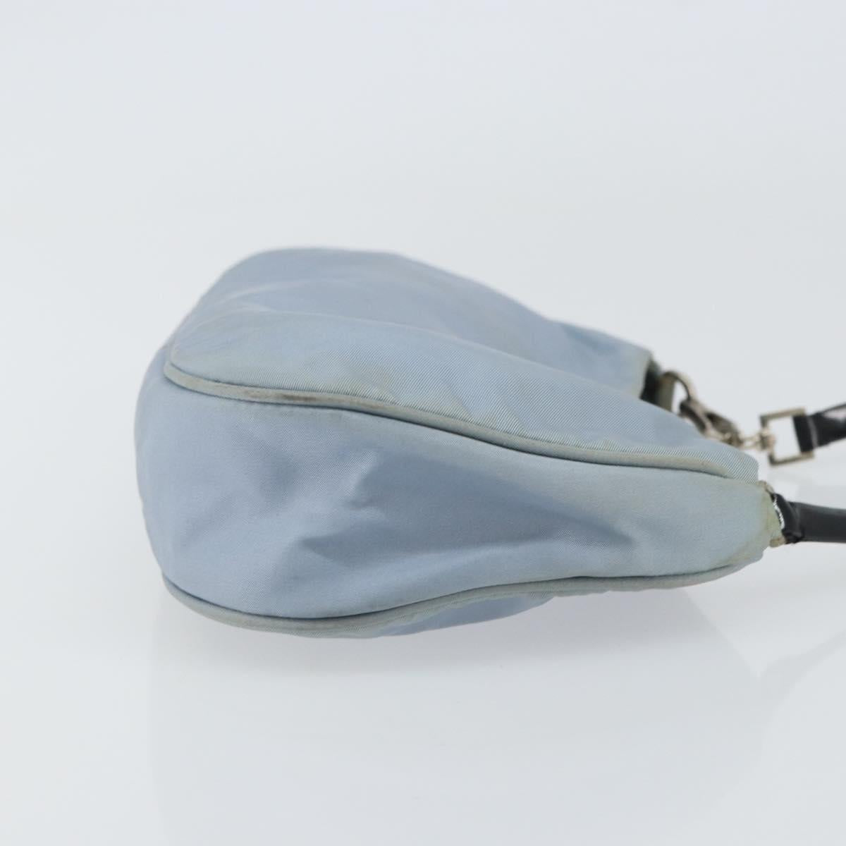 PRADA mini Shoulder Bag Nylon Light Blue Silver Auth gh1407