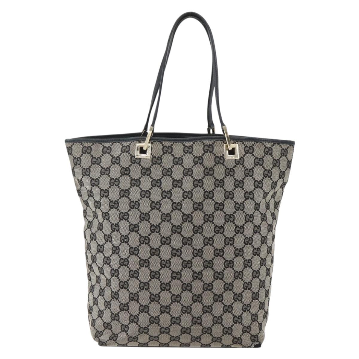 GUCCI GG Canvas Tote Bag Black Gold 002 1098 2404 Auth gh1410