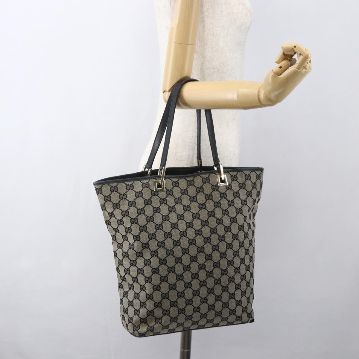 GUCCI GG Canvas Tote Bag Black Gold 002 1098 2404 Auth gh1410