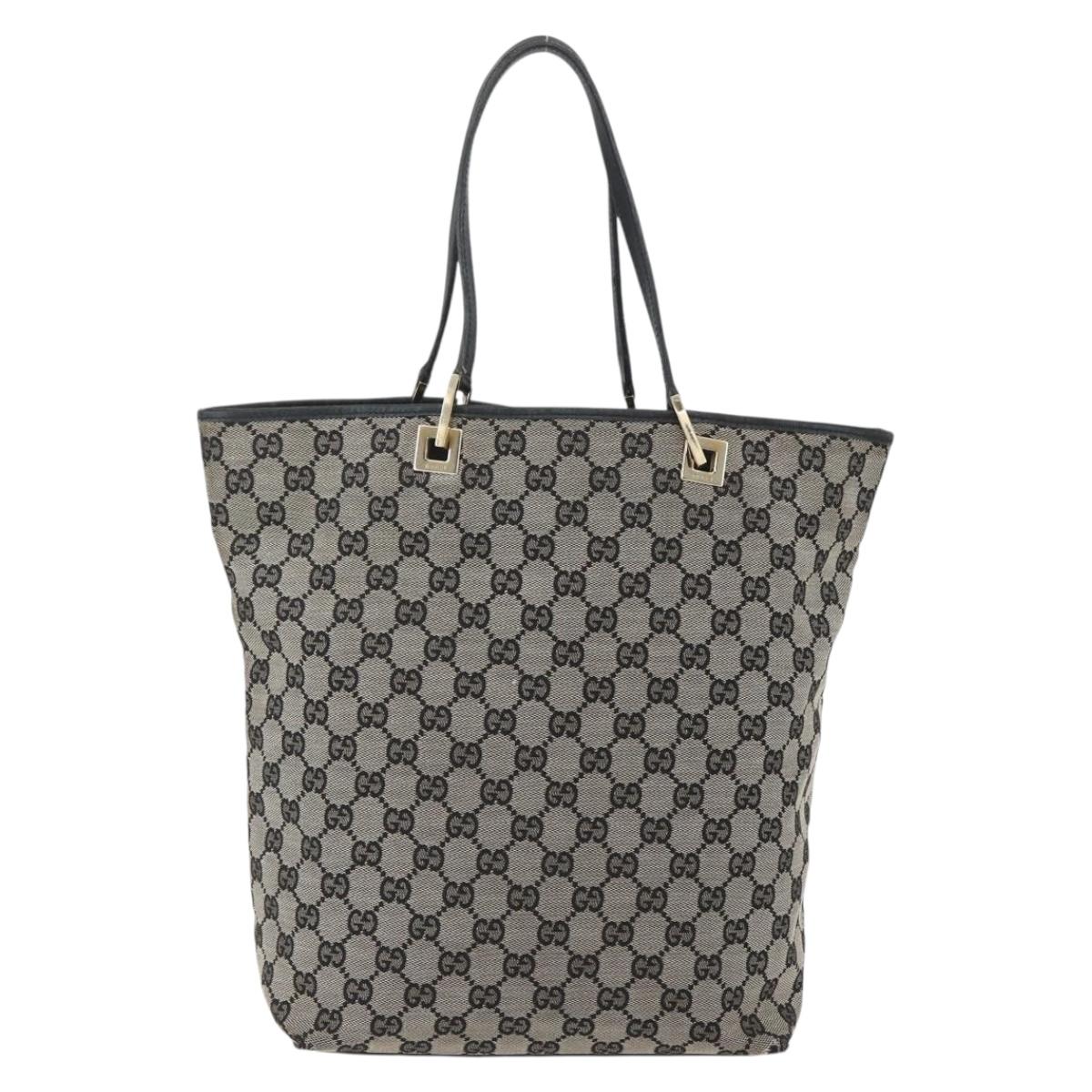 GUCCI GG Canvas Tote Bag Black Gold 002 1098 2404 Auth gh1410