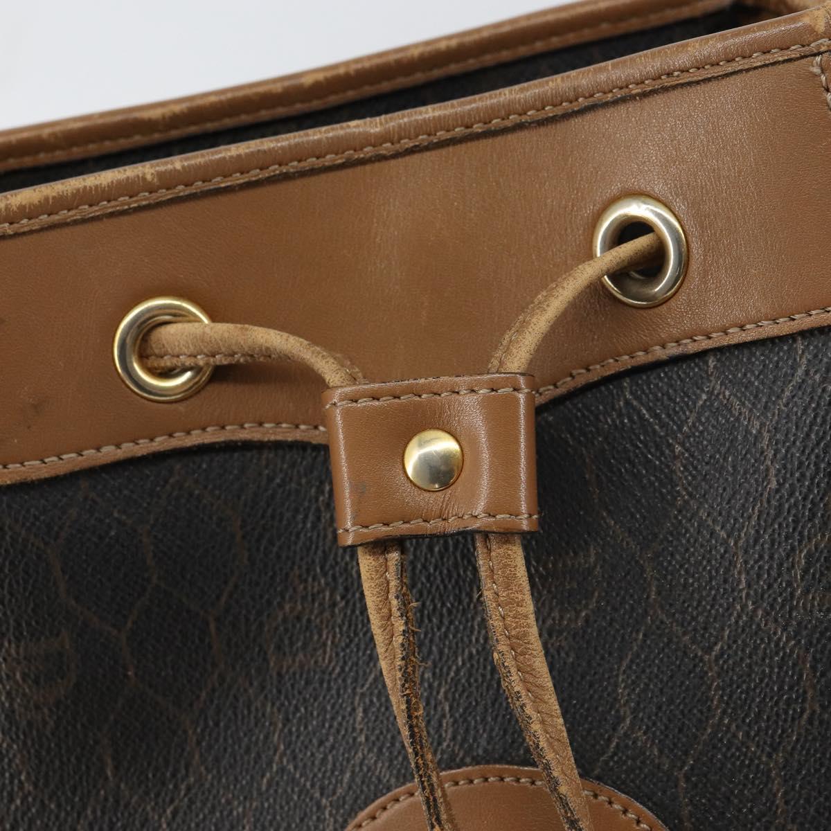 Christian Dior Honeycomb Canvas Shoulder Bag PVC Black Gold Auth gh1414