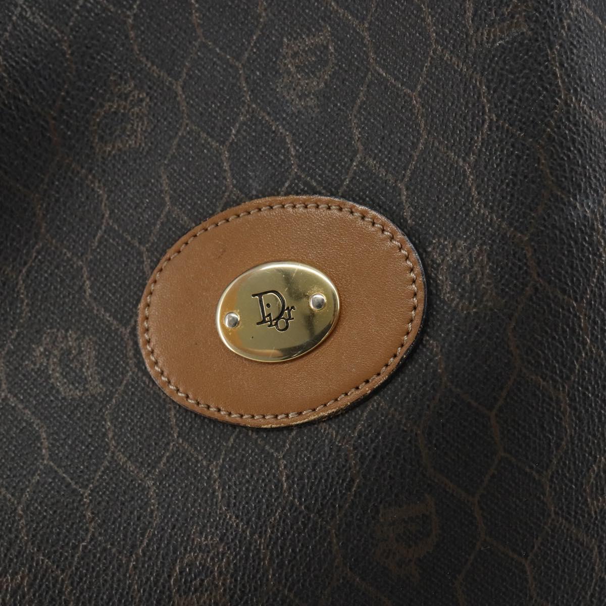 Christian Dior Honeycomb Canvas Shoulder Bag PVC Black Gold Auth gh1414
