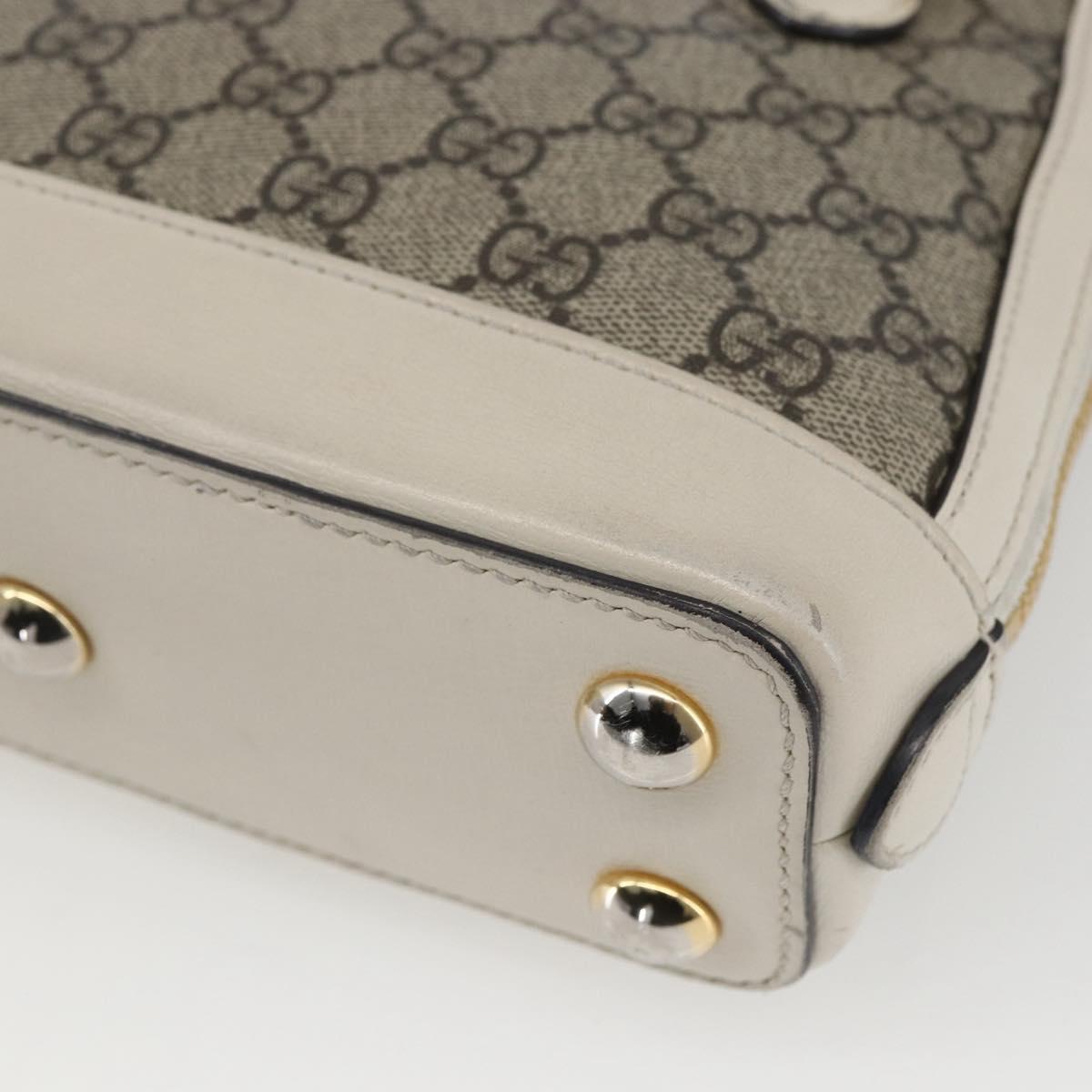 GUCCI GG Supreme Horsebit Bag PVC 2way Beige White gold 640716 Auth gh1419