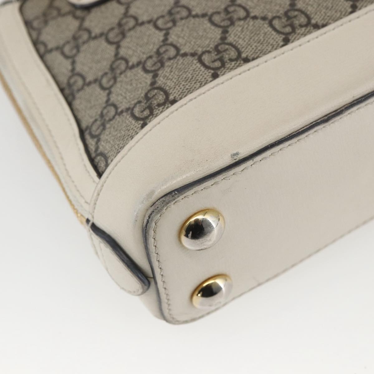 GUCCI GG Supreme Horsebit Bag PVC 2way Beige White gold 640716 Auth gh1419