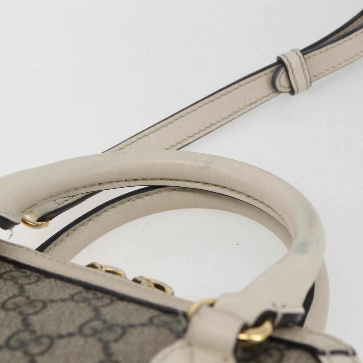 GUCCI GG Supreme Horsebit Bag PVC 2way Beige White gold 640716 Auth gh1419