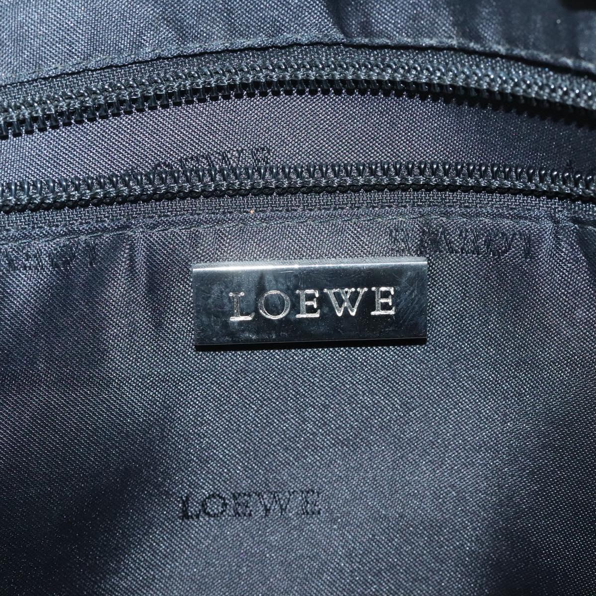LOEWE Anagram Americana 28 Hand Bag Leather Cream Silver Auth gh142