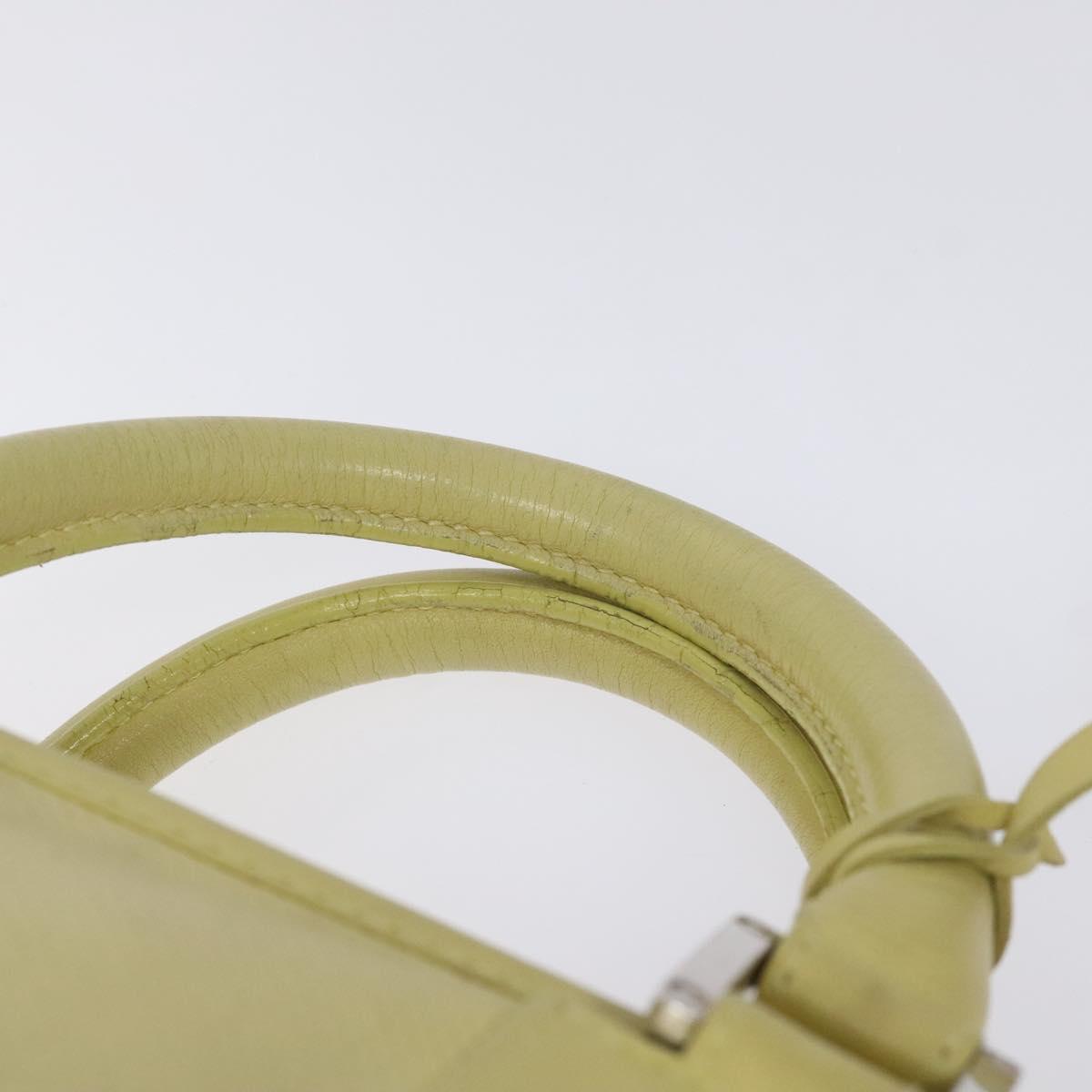 LOEWE Anagram Americana 28 Hand Bag Leather Cream Silver Auth gh142