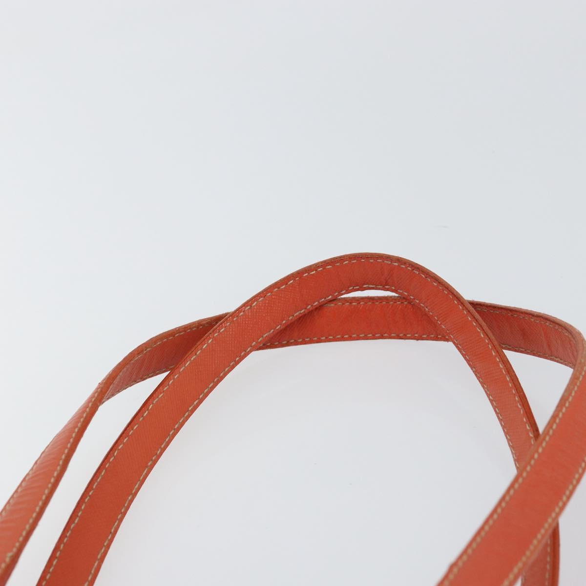 PRADA Tote Bag Nylon Leather Orange Silver Auth gh1423
