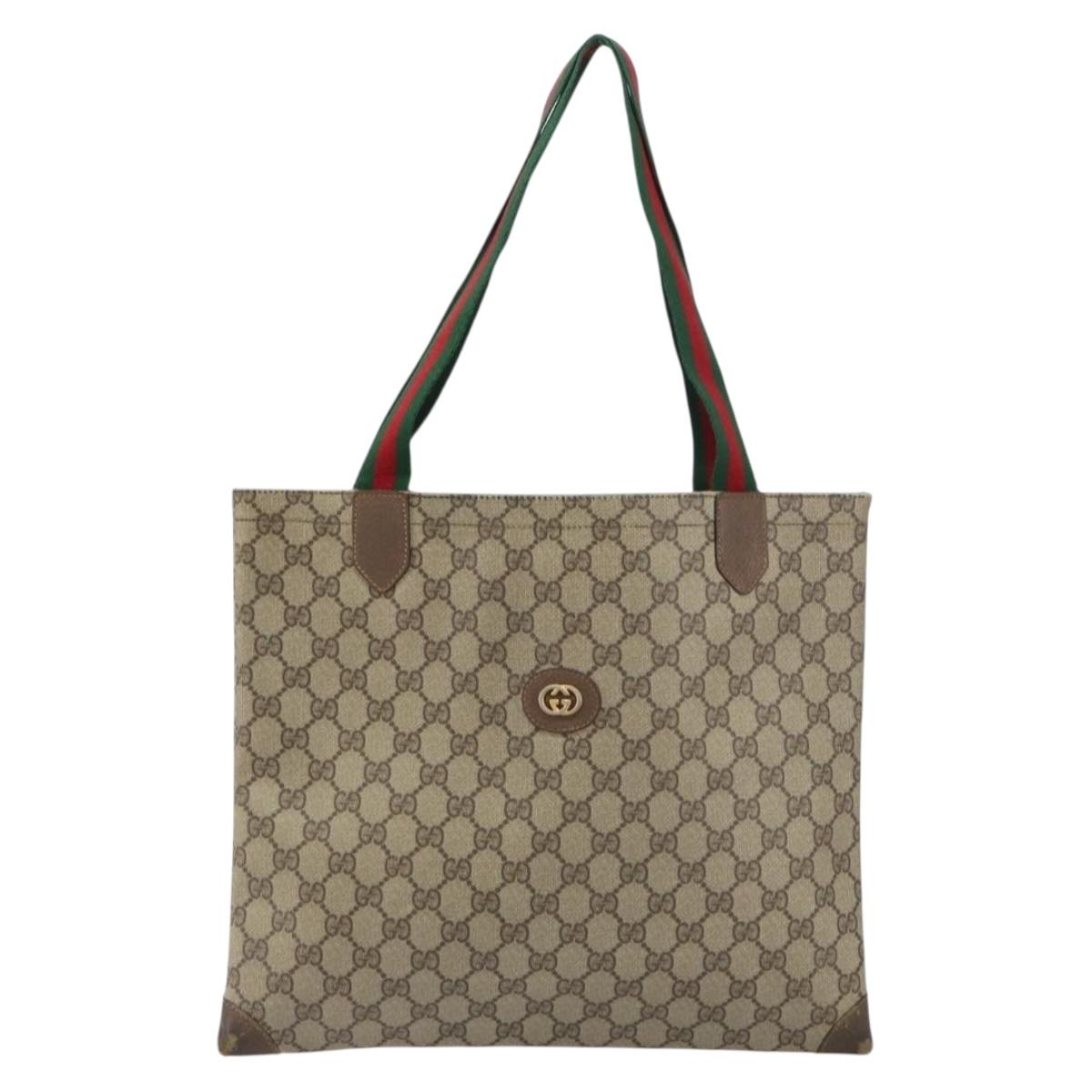 GUCCI GG Supreme Web Sherry Line Tote Bag PVC Beige 002 63 0048 Auth gh1436