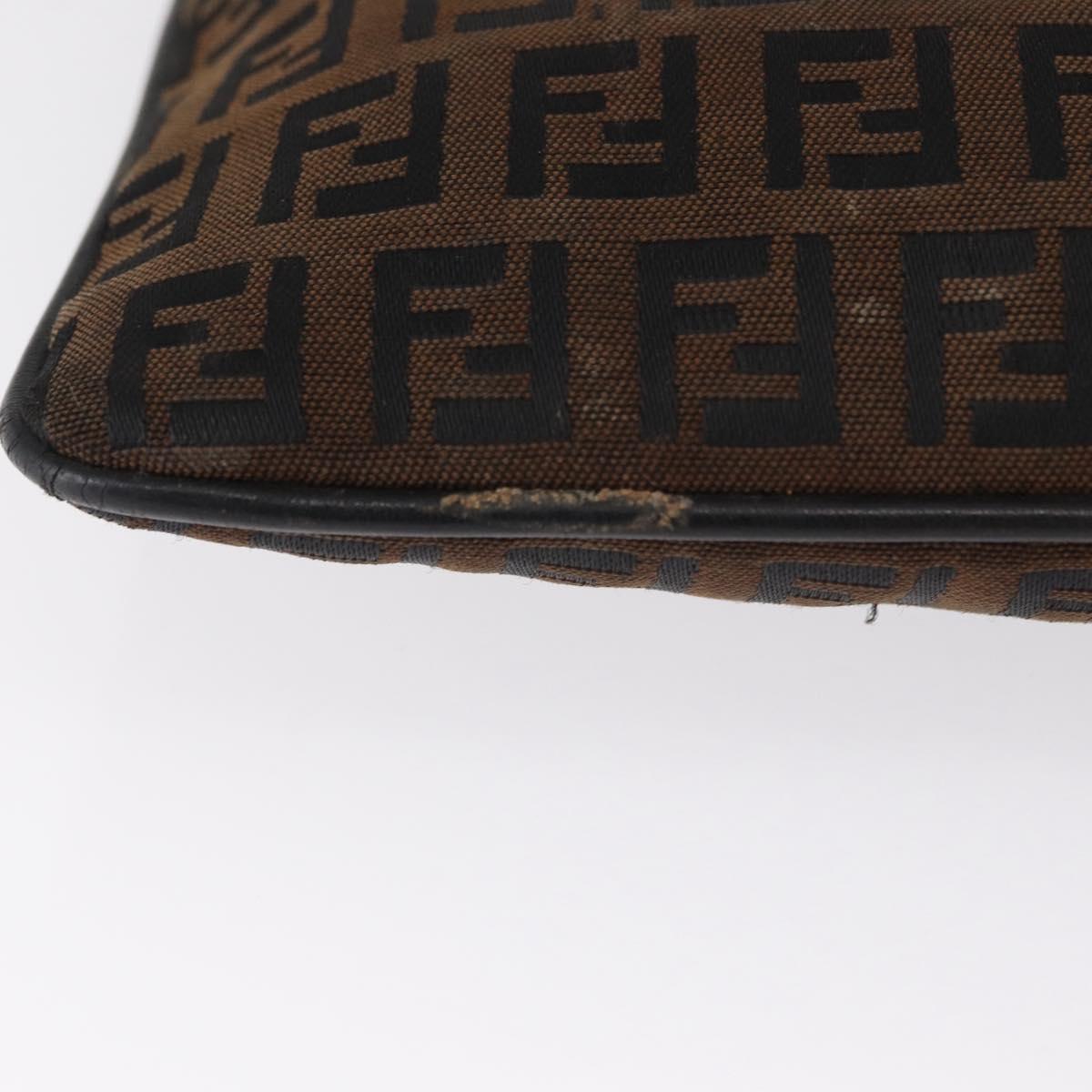 FENDI Zucchino Canvas Shoulder Bag Brown Auth gh1439