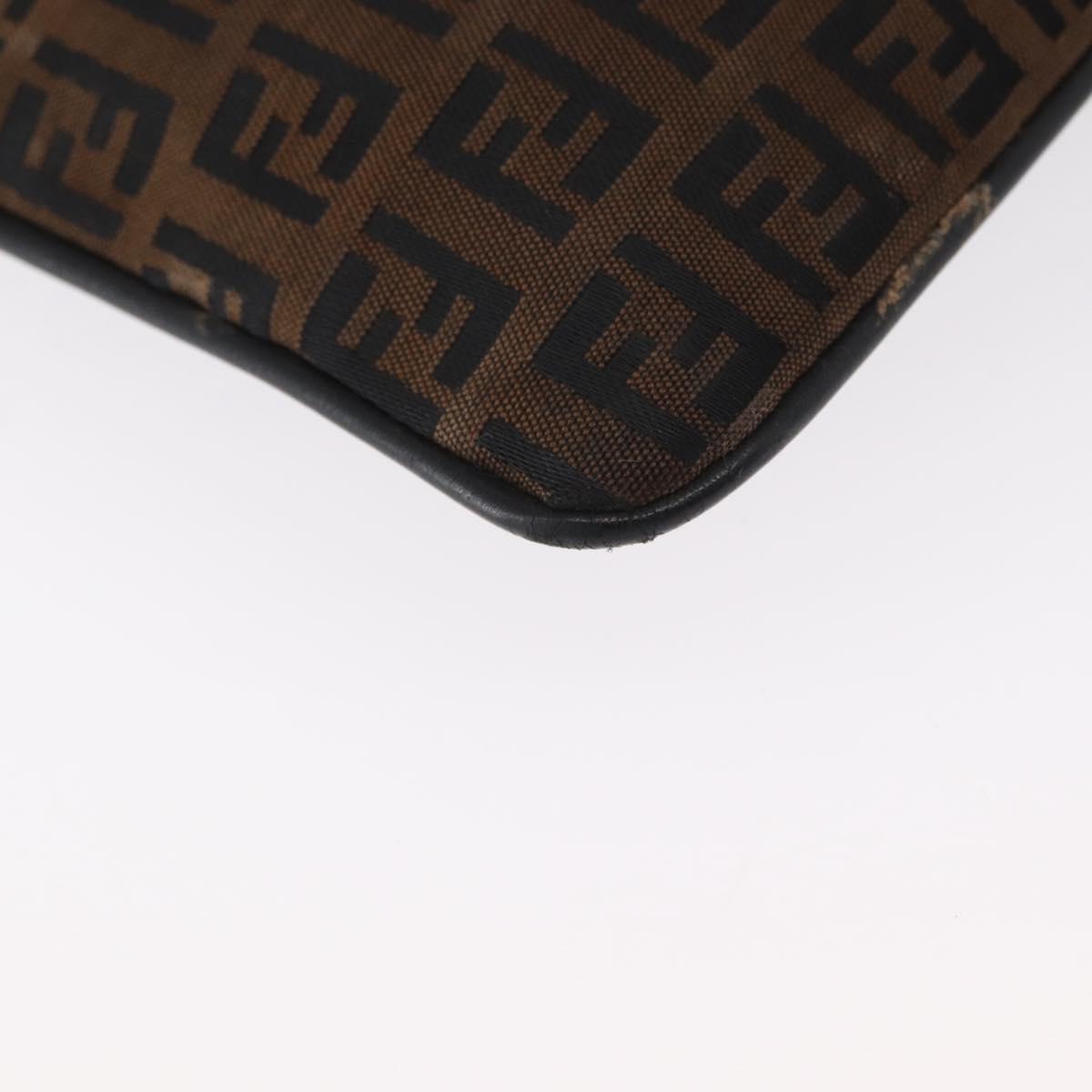 FENDI Zucchino Canvas Shoulder Bag Brown Auth gh1439