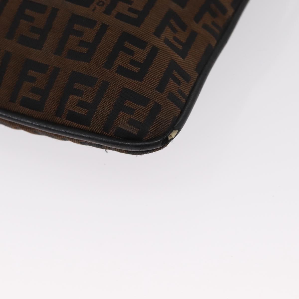 FENDI Zucchino Canvas Shoulder Bag Brown Auth gh1439