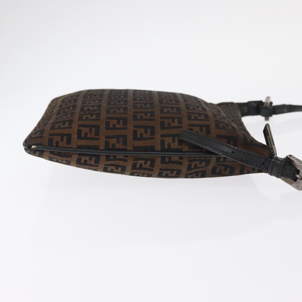 FENDI Zucchino Canvas Shoulder Bag Brown Auth gh1439