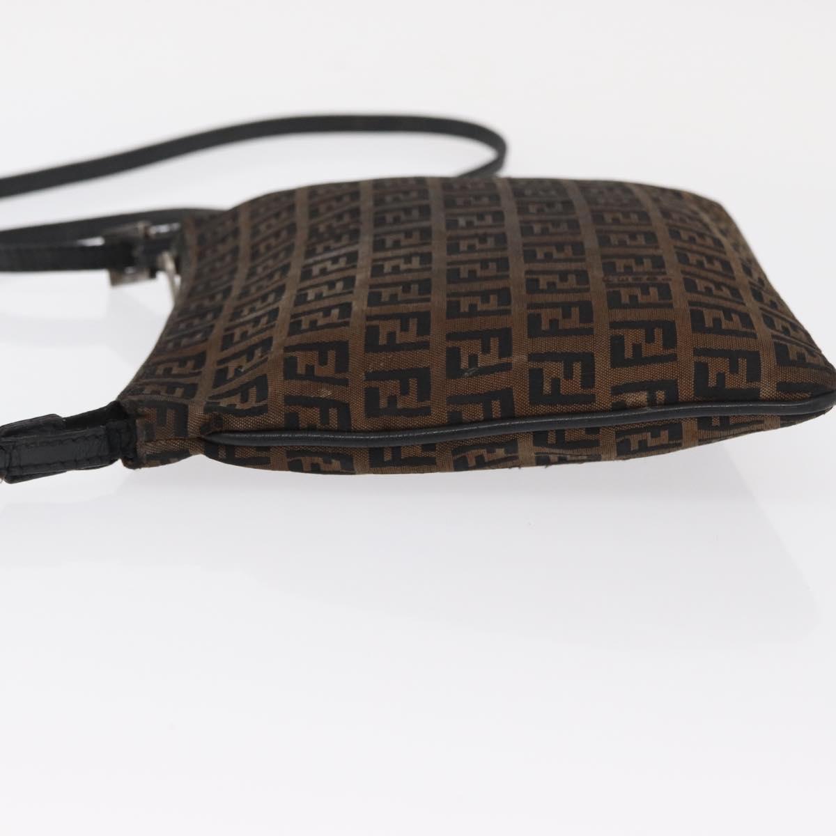 FENDI Zucchino Canvas Shoulder Bag Brown Auth gh1439