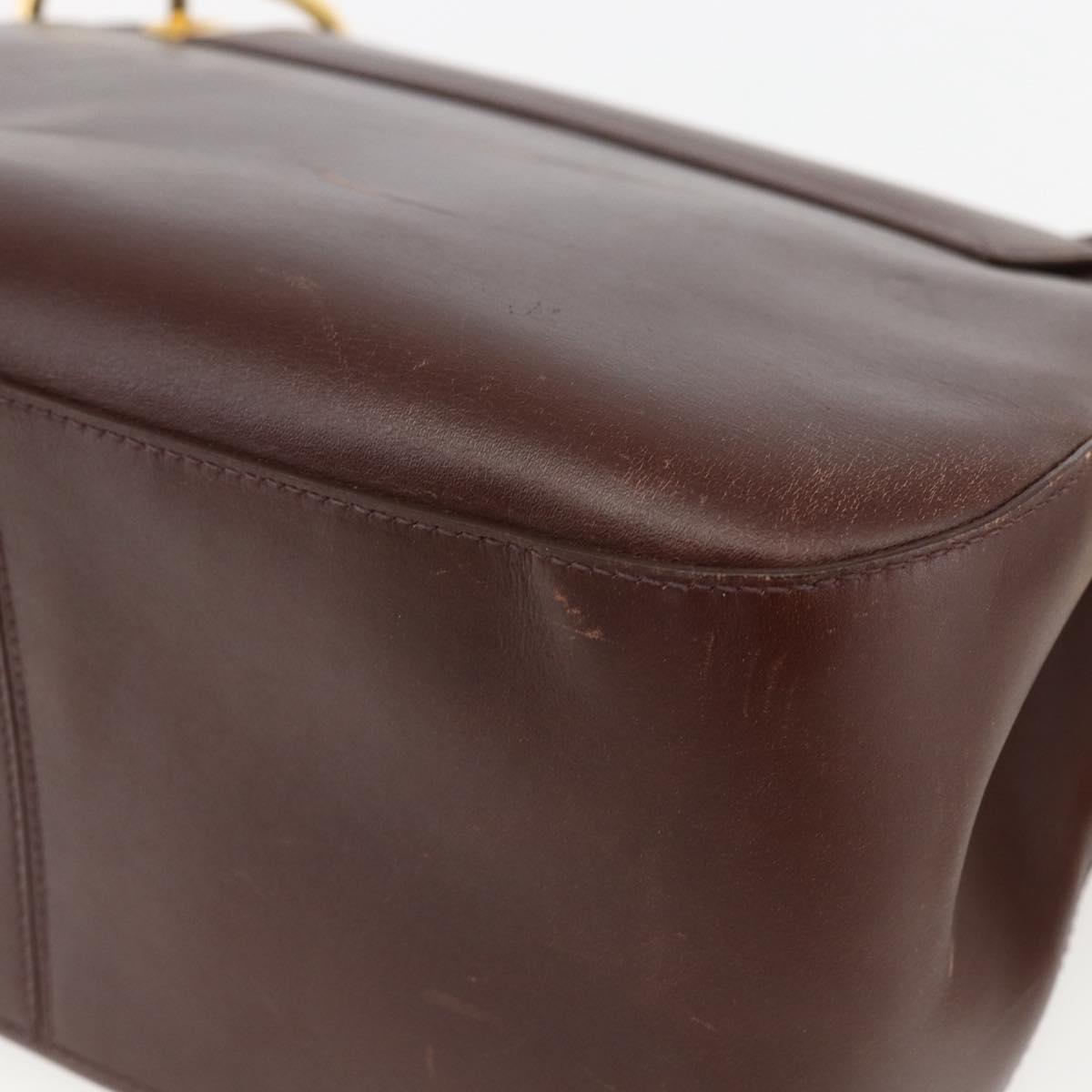 PRADA Shoulder Bag Leather Brown Gold Auth gh1442