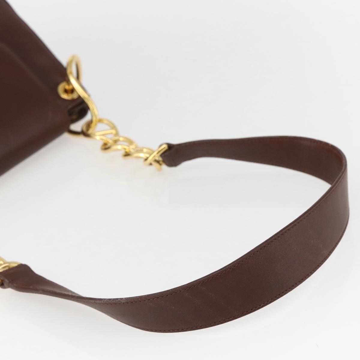 PRADA Shoulder Bag Leather Brown Gold Auth gh1442