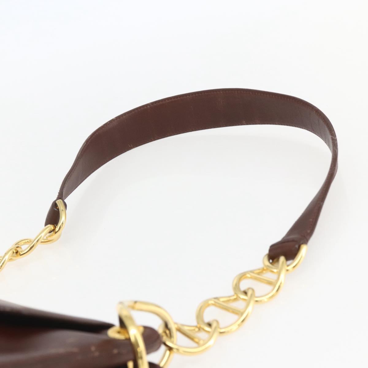 PRADA Shoulder Bag Leather Brown Gold Auth gh1442