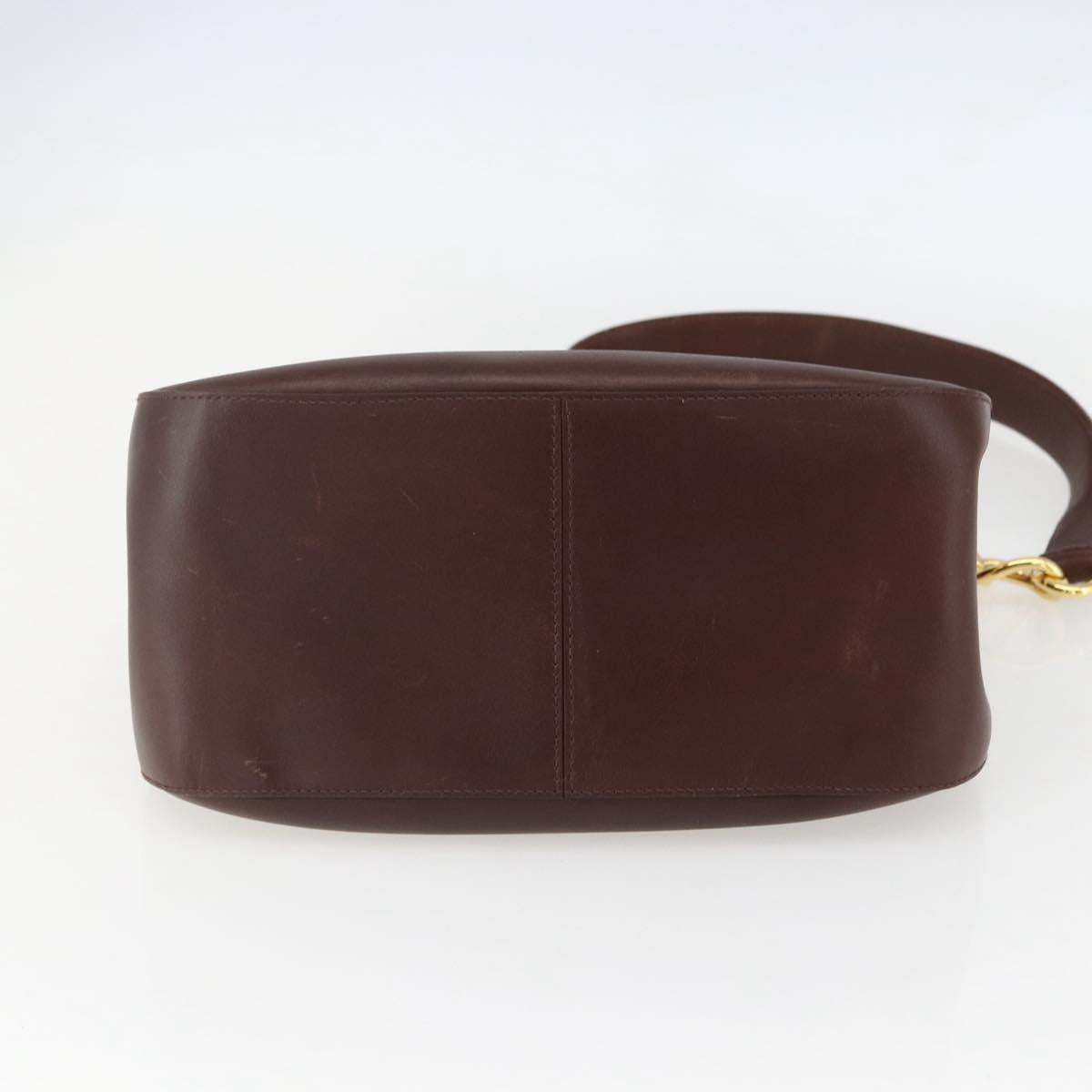 PRADA Shoulder Bag Leather Brown Gold Auth gh1442