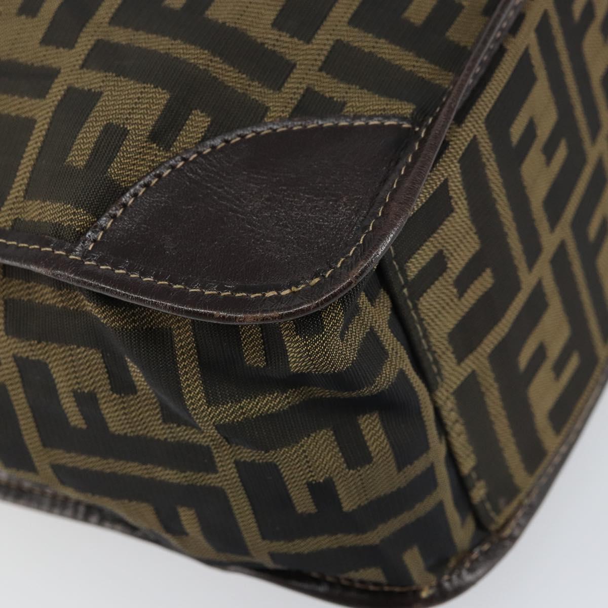 FENDI Zucca Canvas Tote Bag Black Brown Auth gh1447