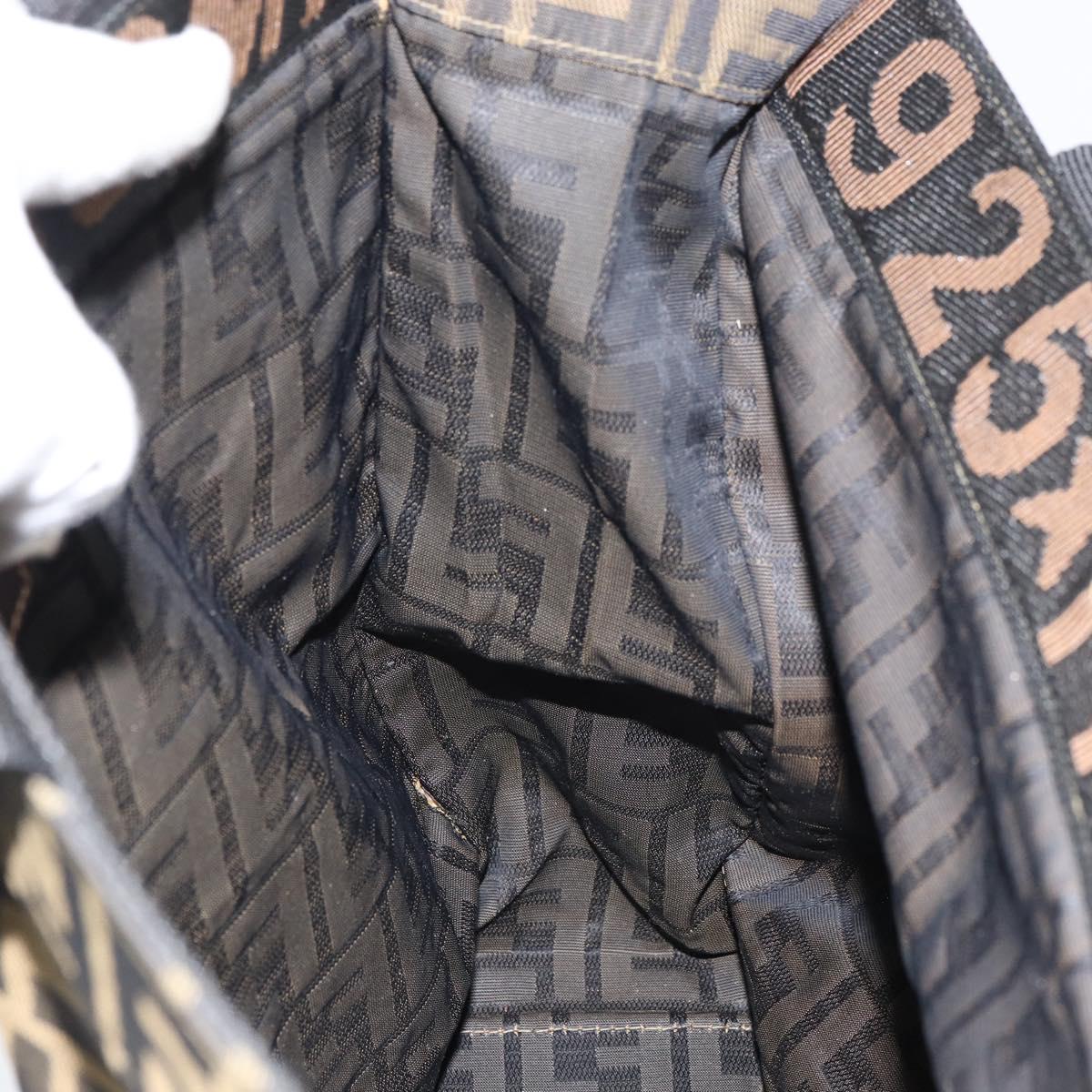 FENDI Zucca Canvas Tote Bag Black Brown Auth gh1447