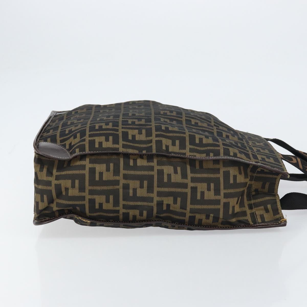 FENDI Zucca Canvas Tote Bag Black Brown Auth gh1447