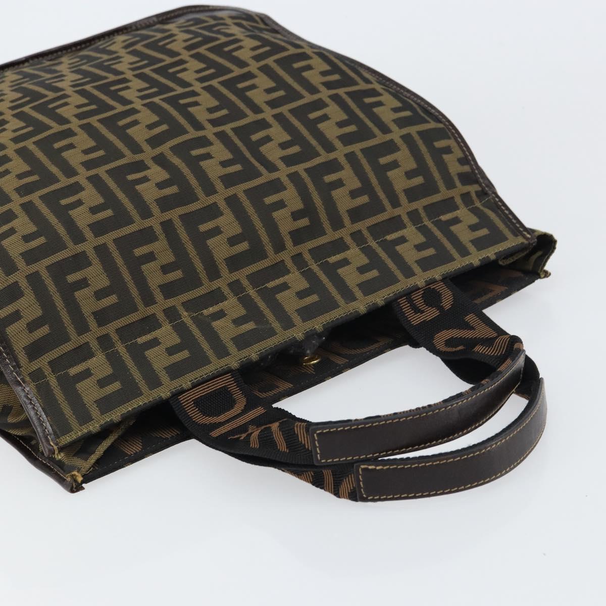 FENDI Zucca Canvas Tote Bag Black Brown Auth gh1447