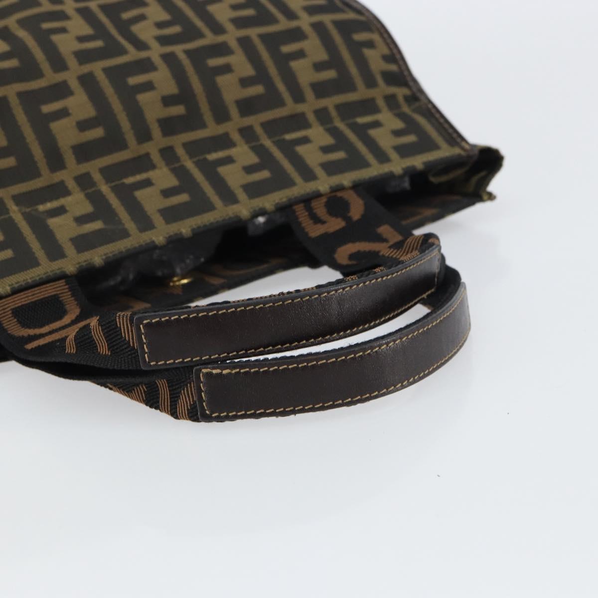 FENDI Zucca Canvas Tote Bag Black Brown Auth gh1447