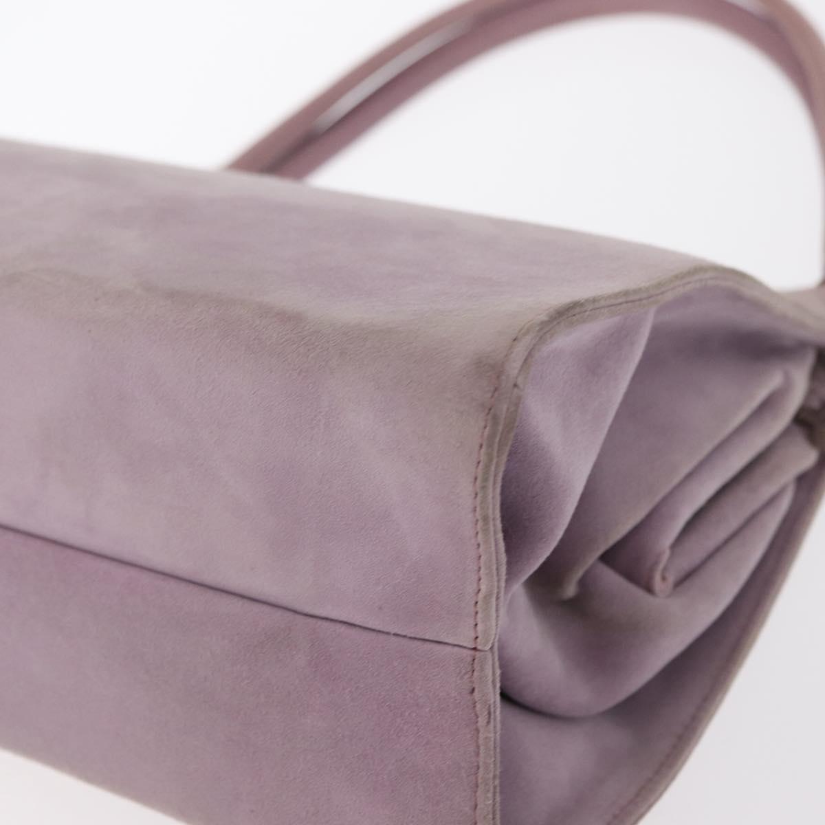 PRADA Hand Bag Suede Purple Silver Auth gh1452