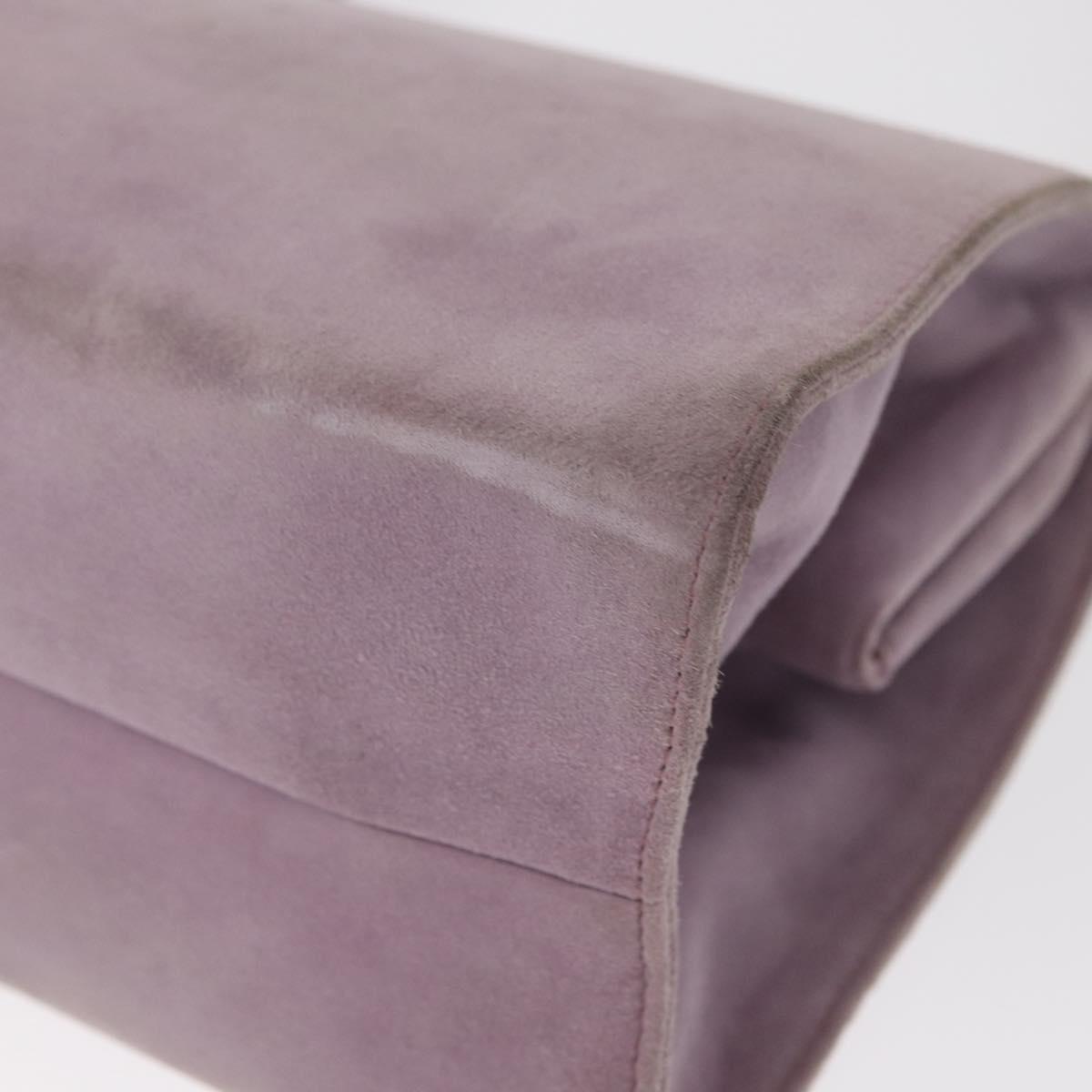 PRADA Hand Bag Suede Purple Silver Auth gh1452