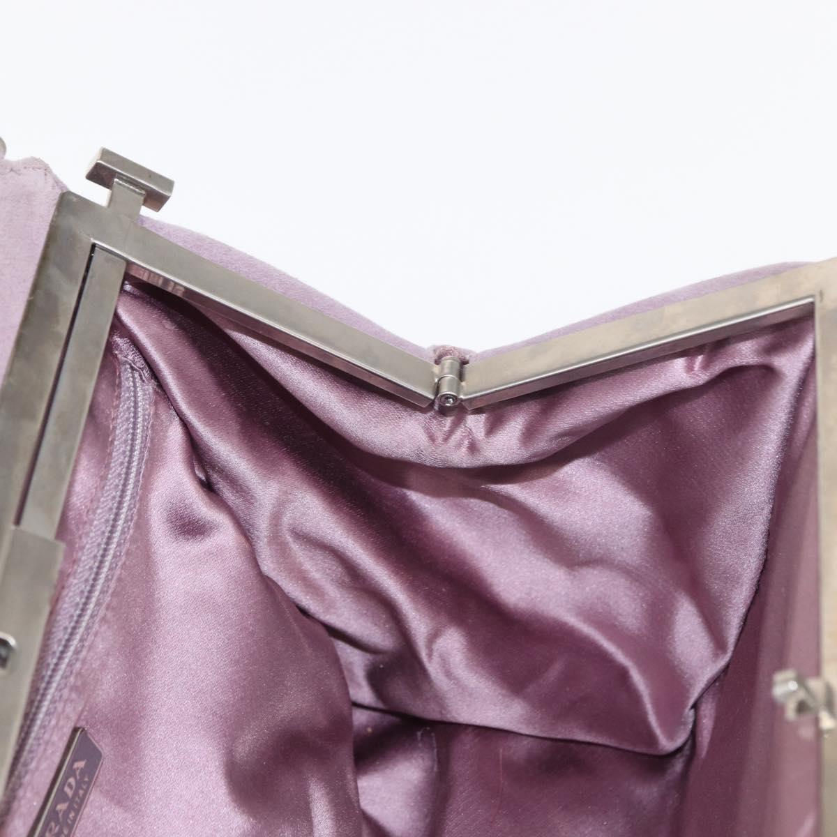 PRADA Hand Bag Suede Purple Silver Auth gh1452