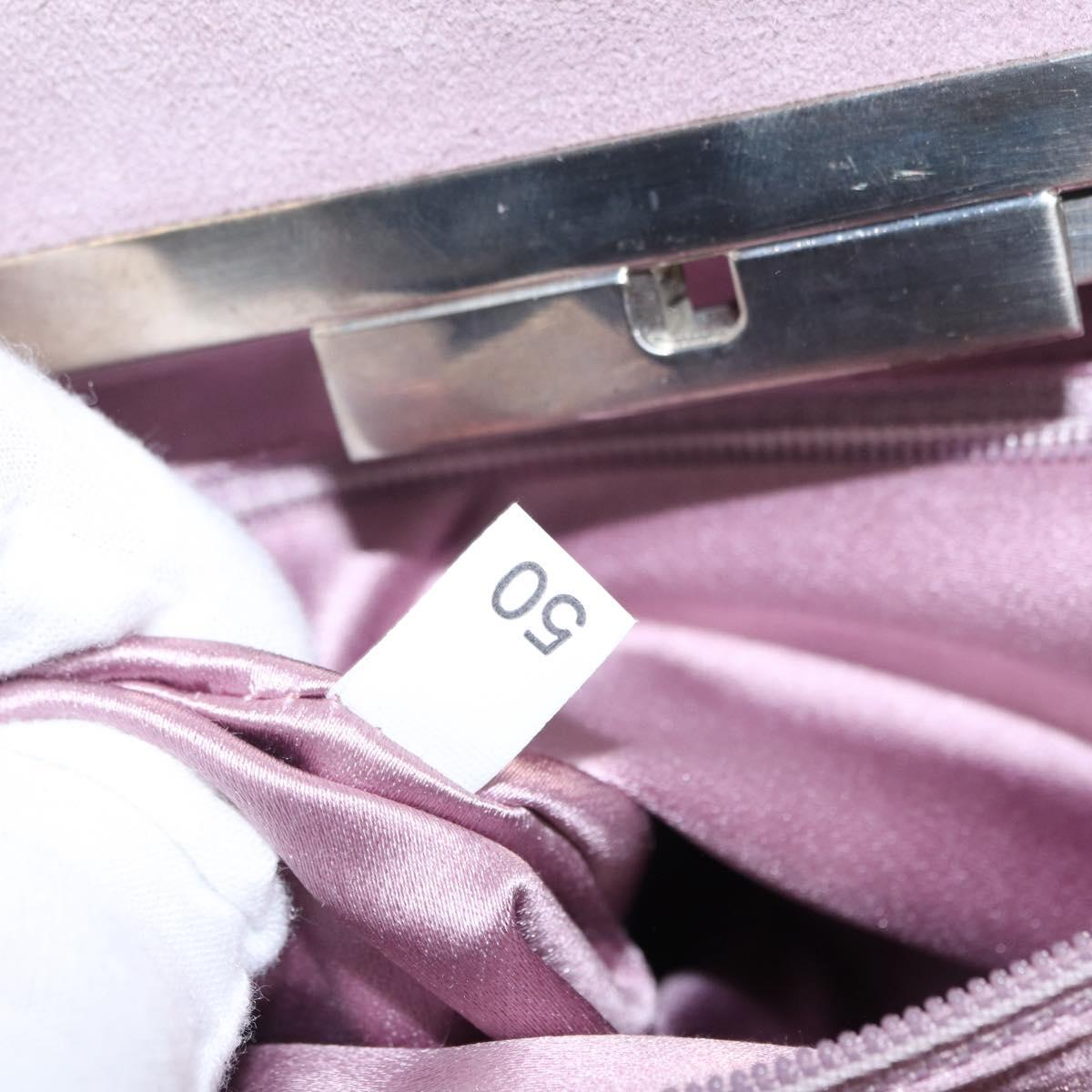 PRADA Hand Bag Suede Purple Silver Auth gh1452