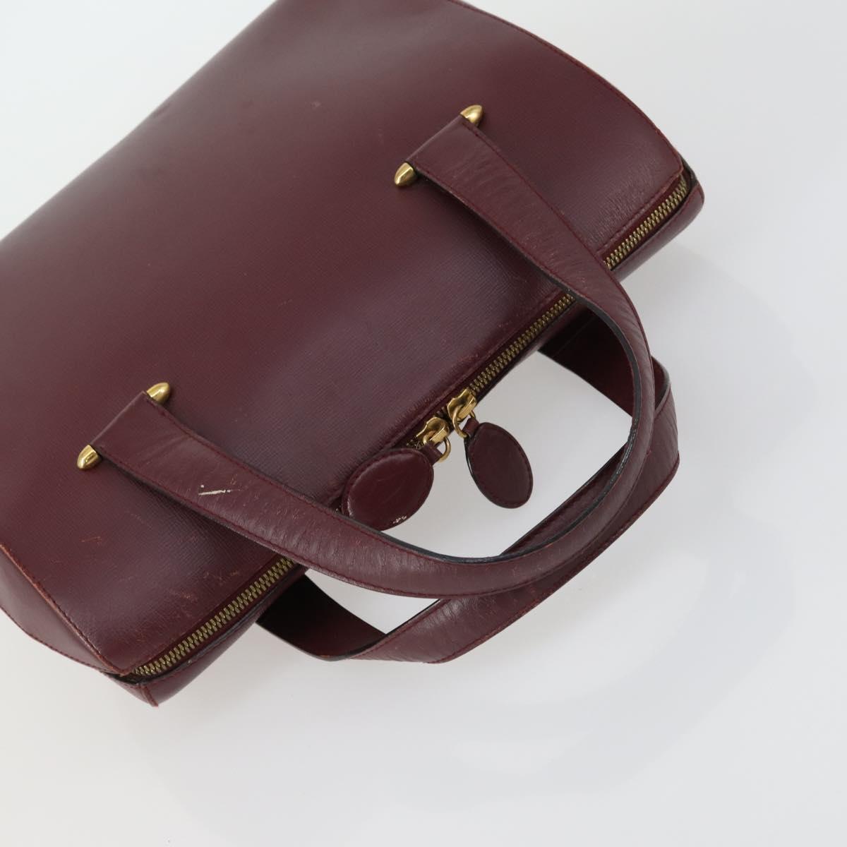 CARTIER Bag Leather 2 Set Bordeaux Auth gh1456