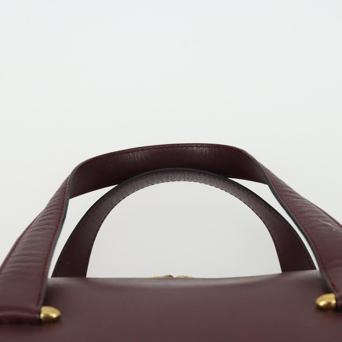 CARTIER Bag Leather 2 Set Bordeaux Auth gh1456
