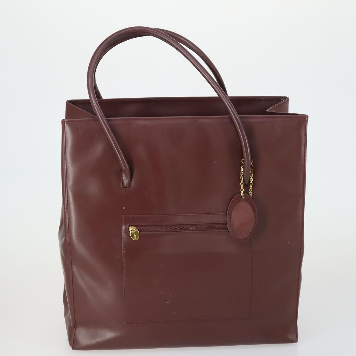 CARTIER Bag Leather 2 Set Bordeaux Auth gh1456