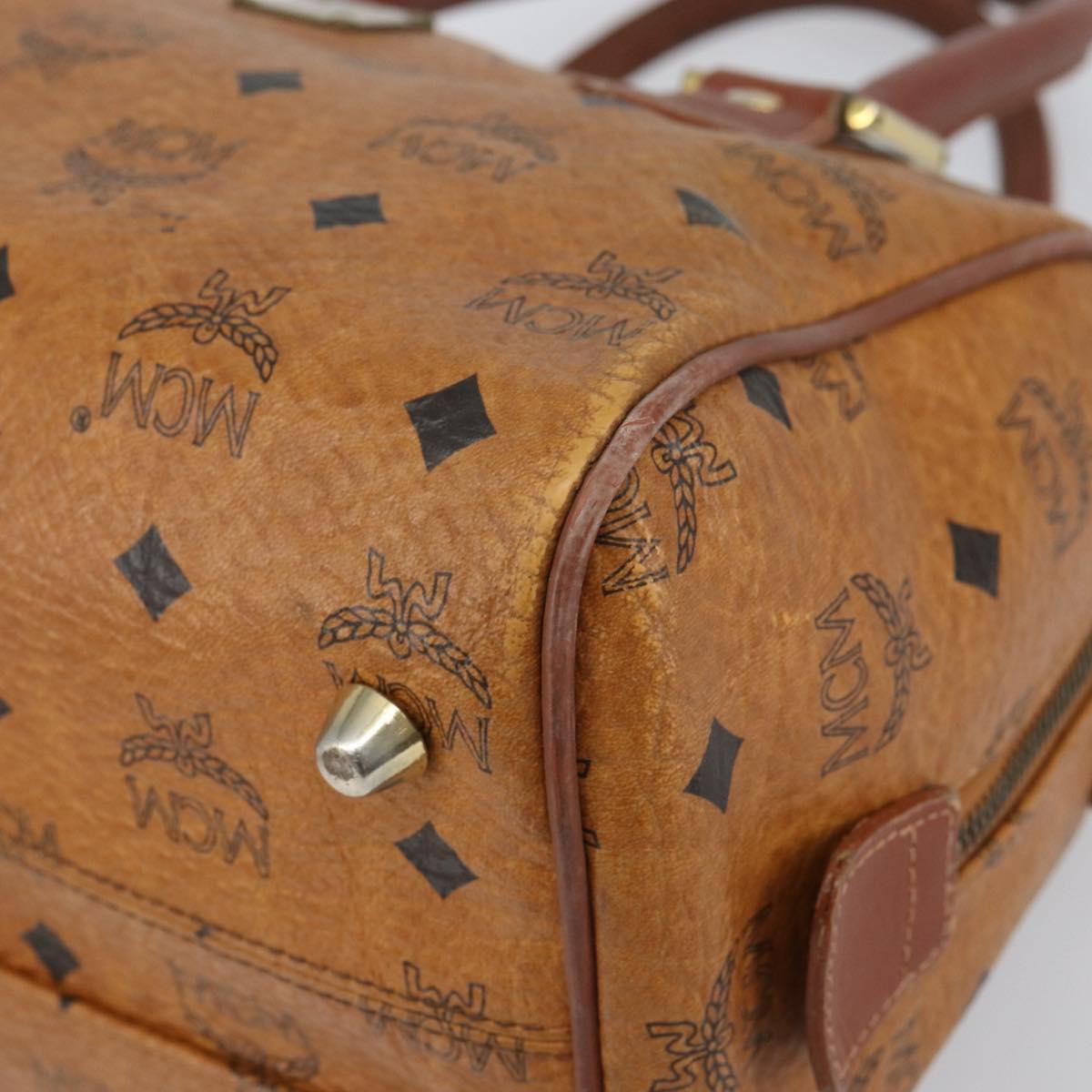MCM Vicetos Logogram Hand Bag PVC Leather Brown Gold Auth gh1457