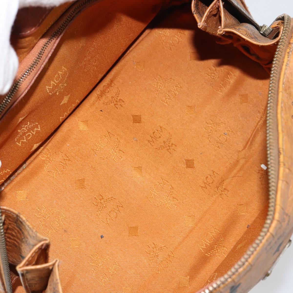 MCM Vicetos Logogram Hand Bag PVC Leather Brown Gold Auth gh1457