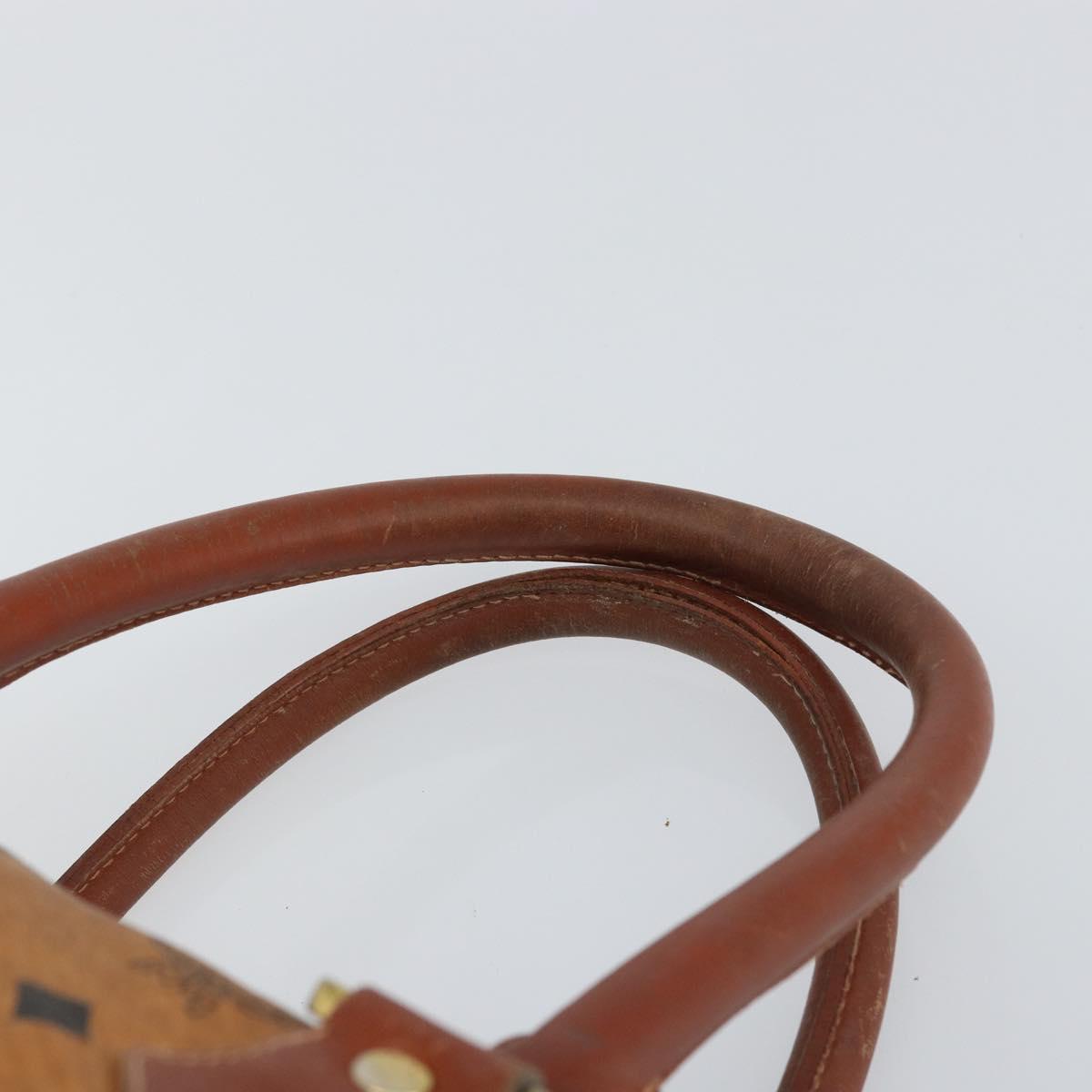 MCM Vicetos Logogram Hand Bag PVC Leather Brown Gold Auth gh1457