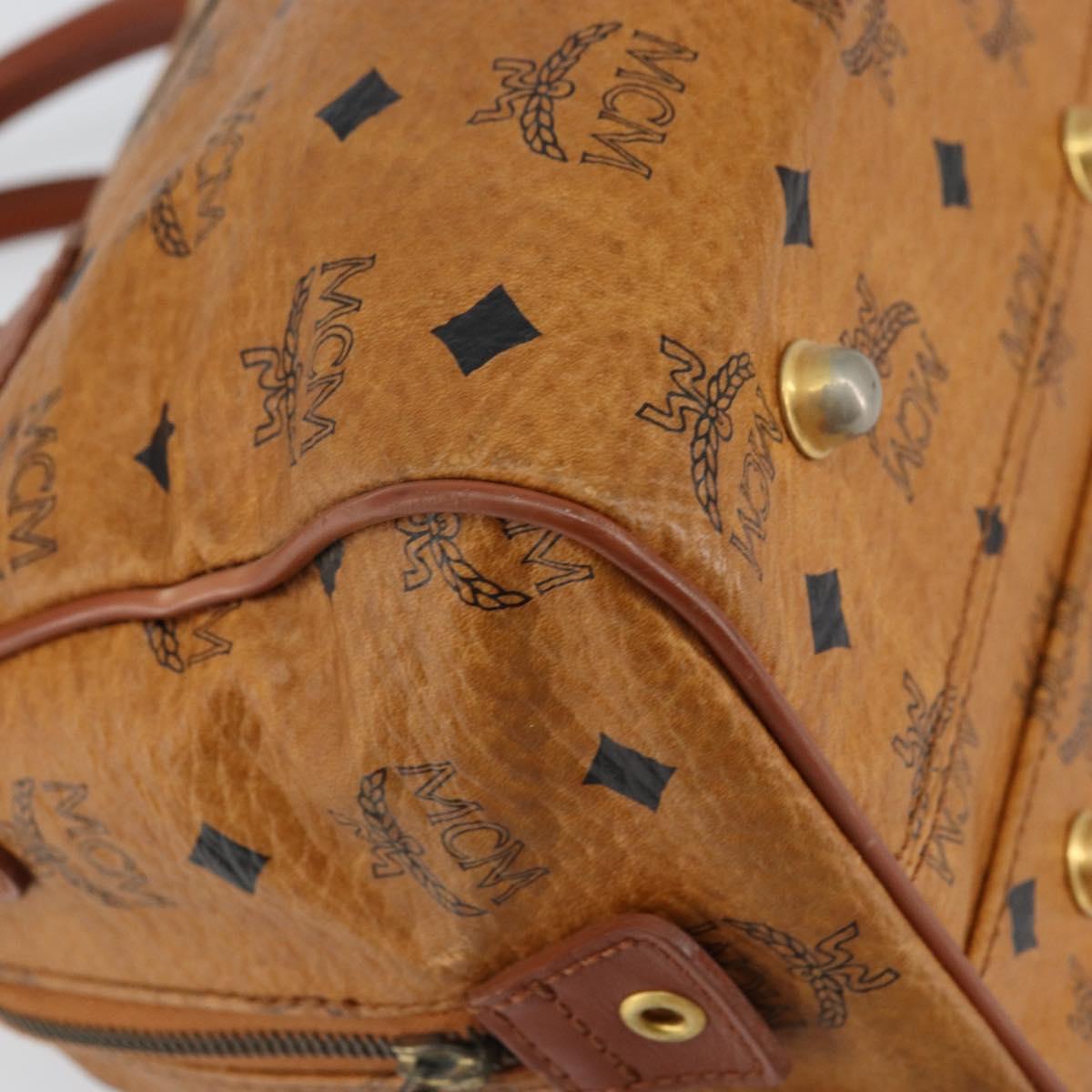 MCM Vicetos Logogram Hand Bag PVC Leather Brown Gold Auth gh1458
