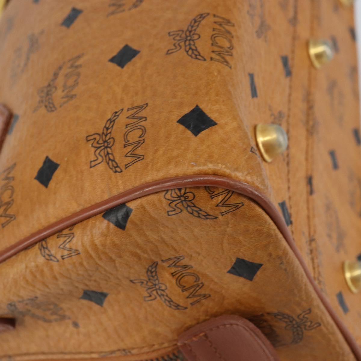 MCM Vicetos Logogram Hand Bag PVC Leather Brown Gold Auth gh1458