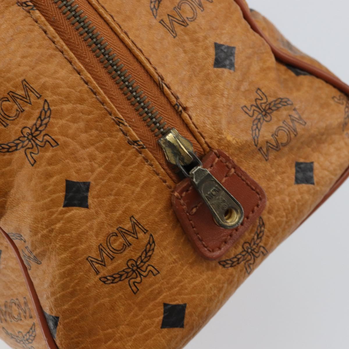 MCM Vicetos Logogram Hand Bag PVC Leather Brown Gold Auth gh1458
