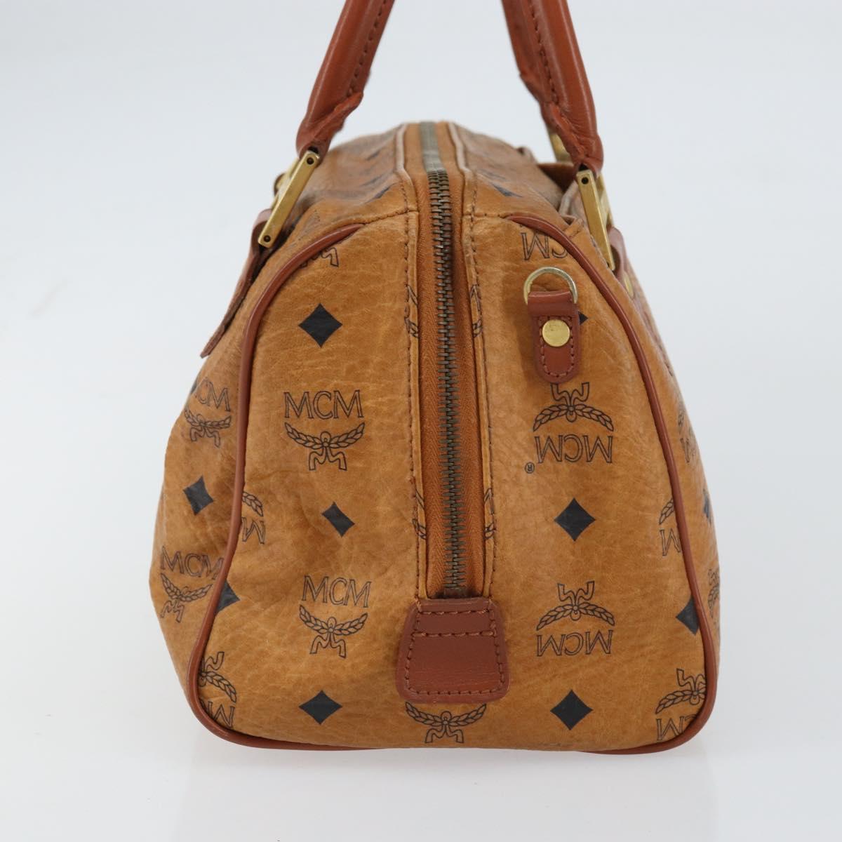 MCM Vicetos Logogram Hand Bag PVC Leather Brown Gold Auth gh1458